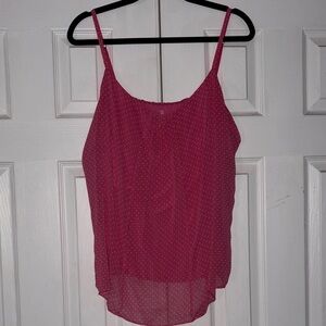 New York & Company Fuchsia Polka Dot Camisole